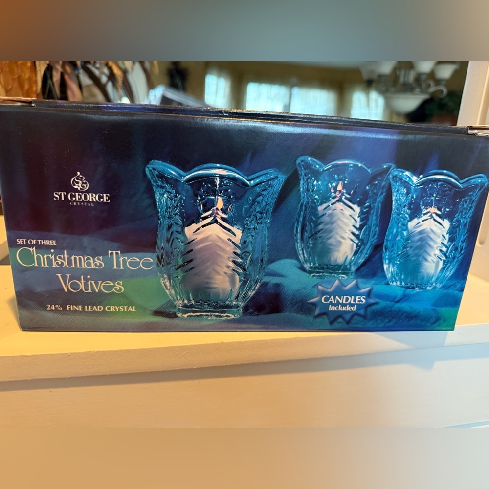 St. George Crystal Christmas Tree Votives-NEW IN BOX!